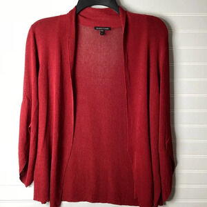 Eileen Fisher Viscose Blend Open Front Cardigan Red Size Small